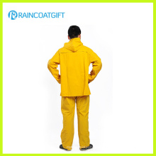 Gelber PVC-Polyester-Sicherheits-Regenanzug (RPP-042)